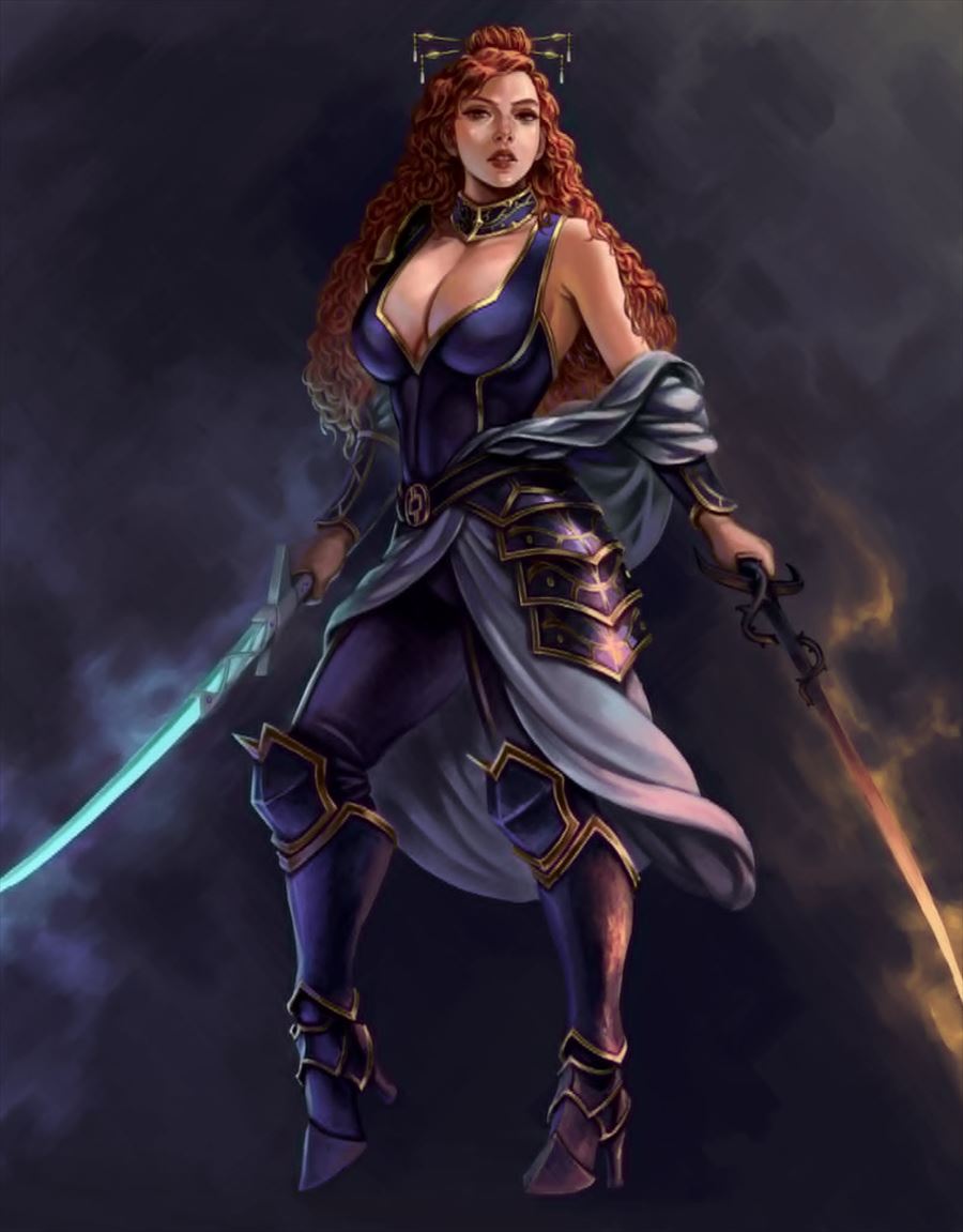 Painted portrait of Rhynessa, a Mystic Times character
